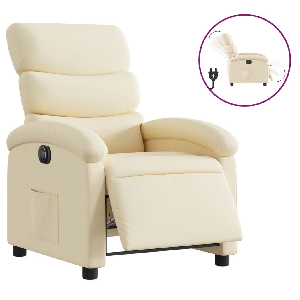 vidaXL Fotoliu rabatabil electric, crem, material textil