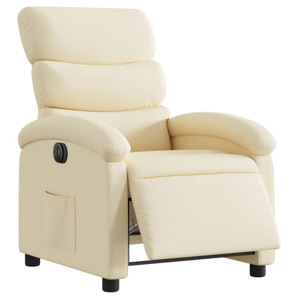 vidaXL Fotoliu rabatabil electric, crem, material textil