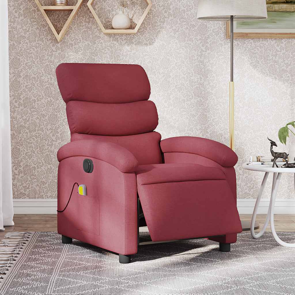 vidaXL Fotoliu electric de masaj rabatabil, roșu vin, textil vidaXL Fotoliu electric de masaj rabatabil, roșu vin, textil