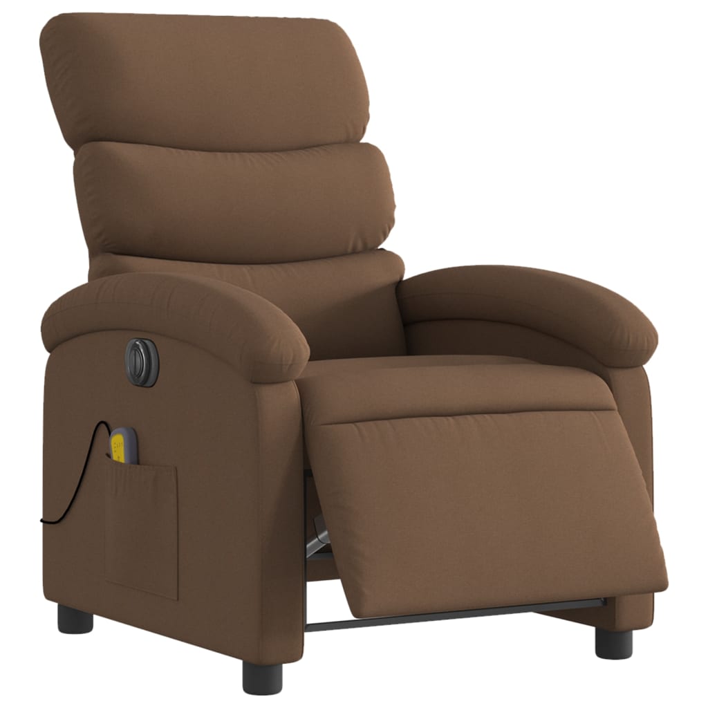 vidaXL Fotoliu electric de masaj rabatabil, maro, textil