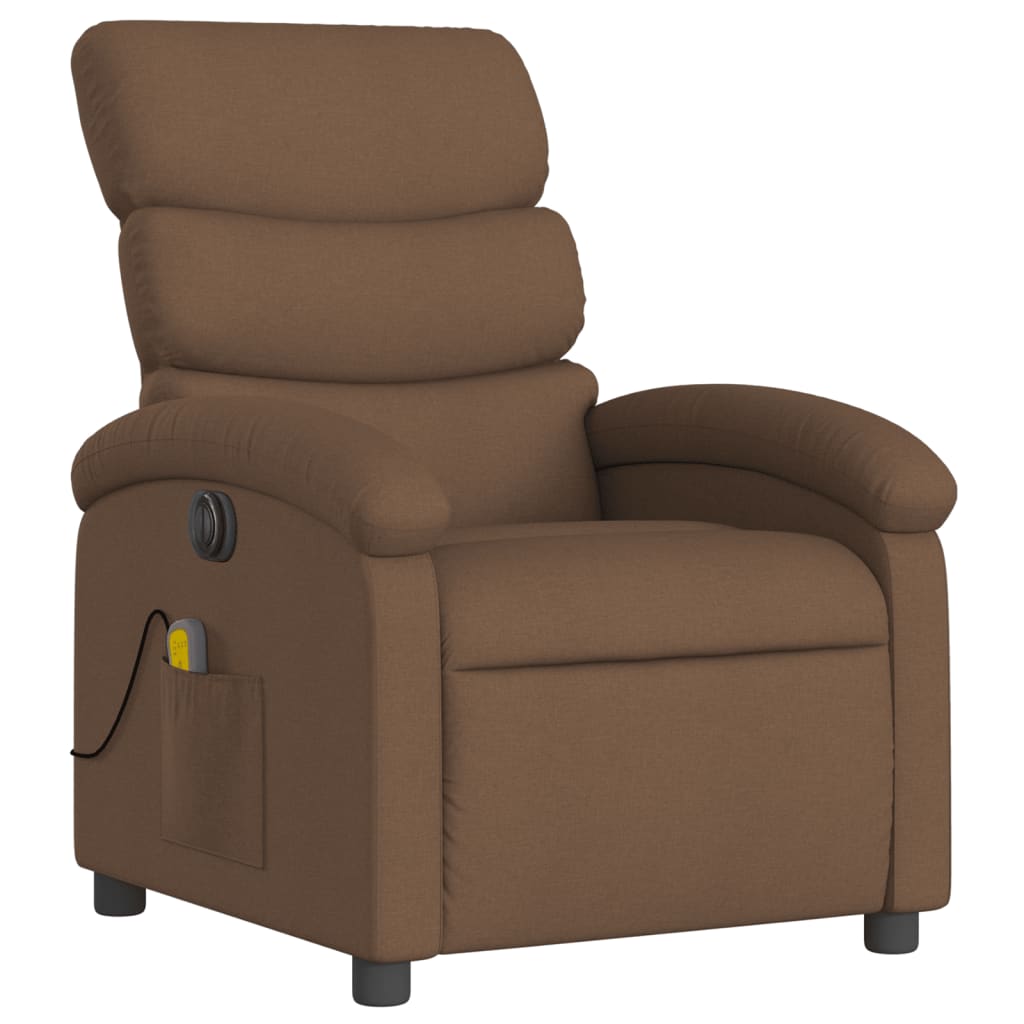 vidaXL Fotoliu electric de masaj rabatabil, maro, textil