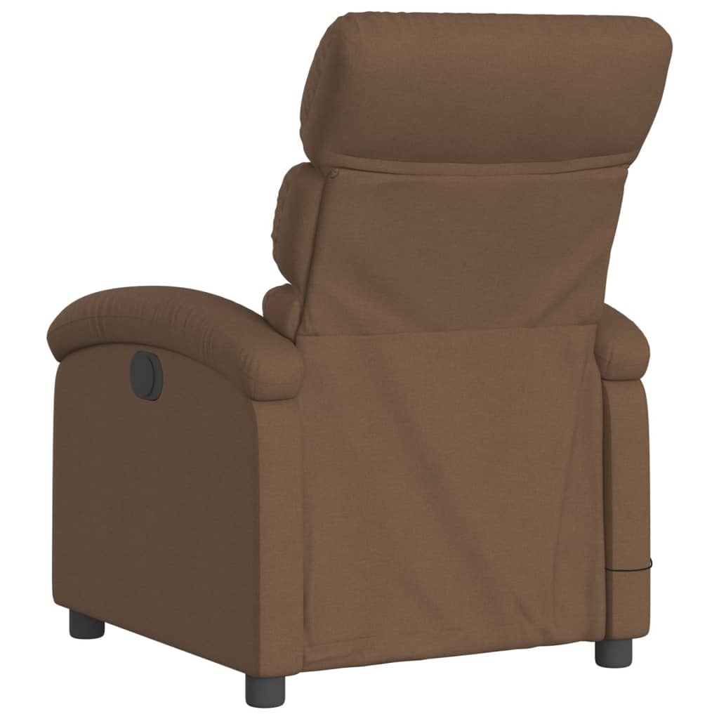 vidaXL Fotoliu electric de masaj rabatabil, maro, textil
