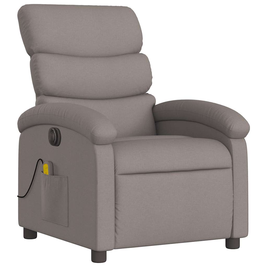 vidaXL Fotoliu electric de masaj rabatabil, gri taupe, textil