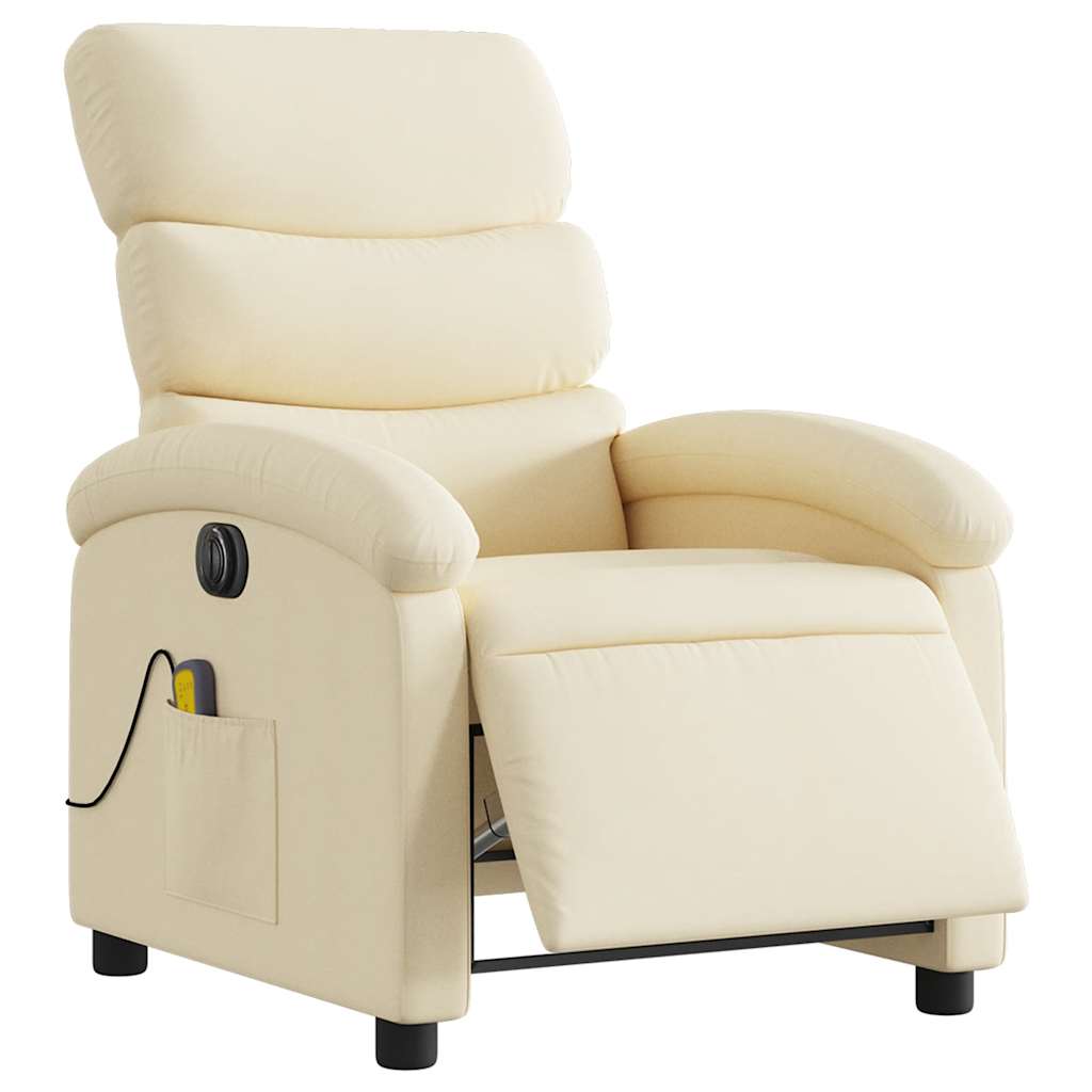 vidaXL Fotoliu electric de masaj rabatabil, crem, textil