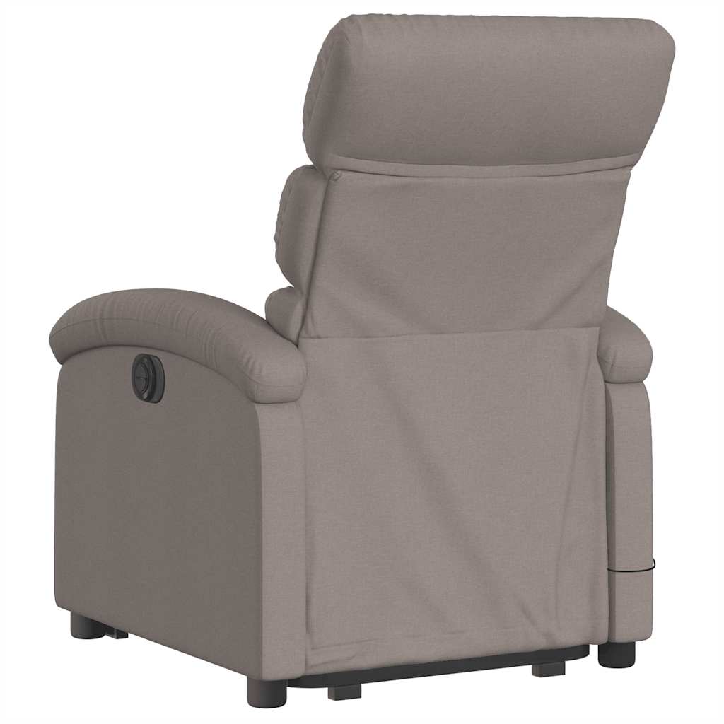 vidaXL Fotoliu rabatabil de masaj cu ridicare, gri taupe, textil