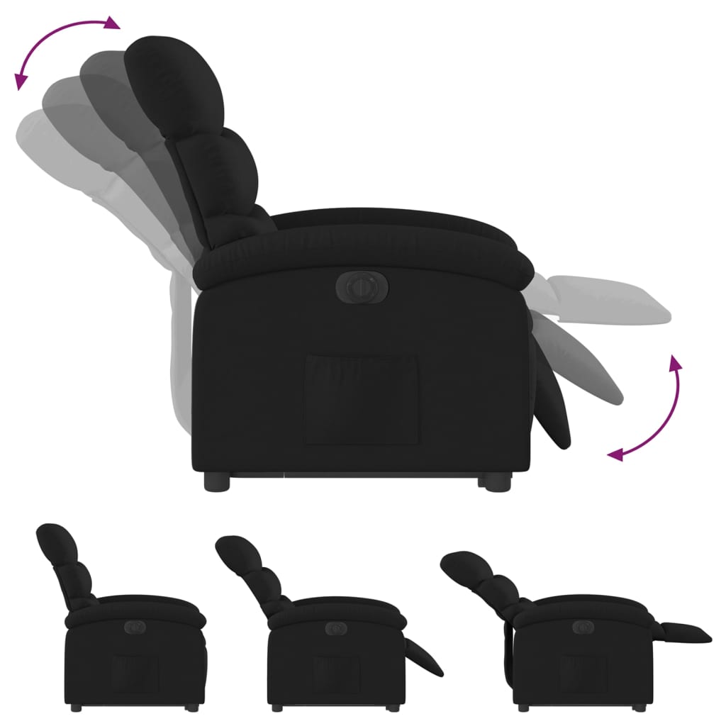 vidaXL Fotoliu electric rabatabil cu ridicare, negru, textil