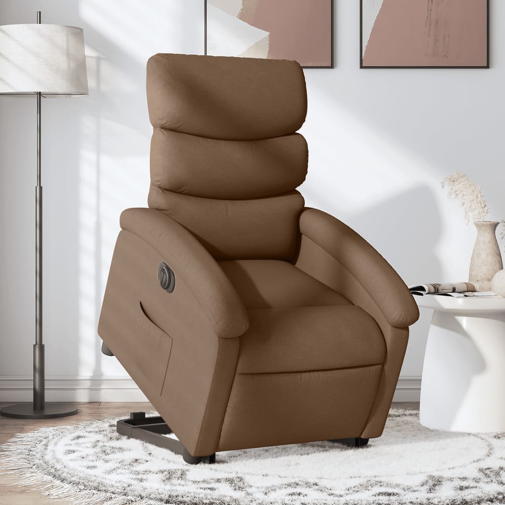 vidaXL Fotoliu electric rabatabil cu ridicare, maro, textil