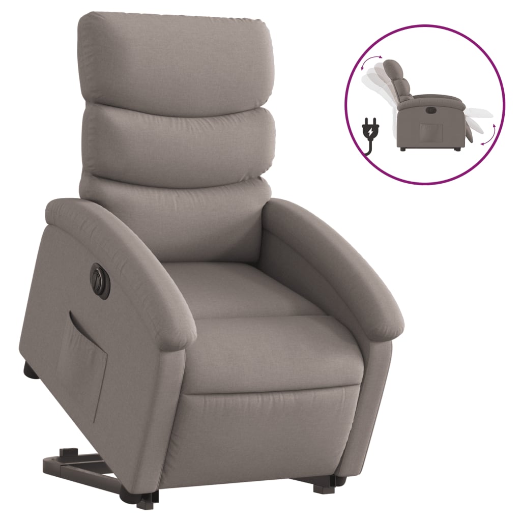 vidaXL Fotoliu electric rabatabil cu ridicare, gri taupe, textil