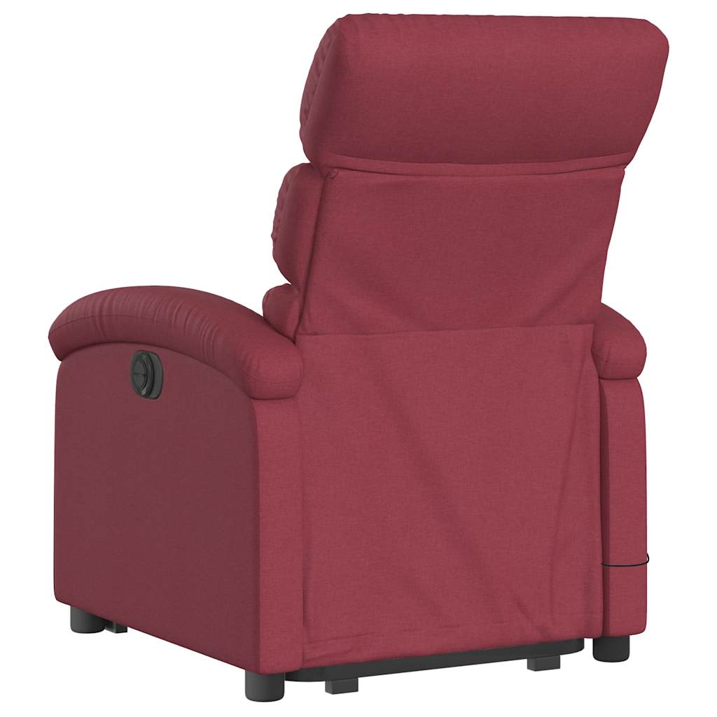 vidaXL Fotoliu de masaj electric rabatabil cu ridicare roșu vin textil vidaXL Fotoliu de masaj electric rabatabil cu ridicare roșu vin textil
