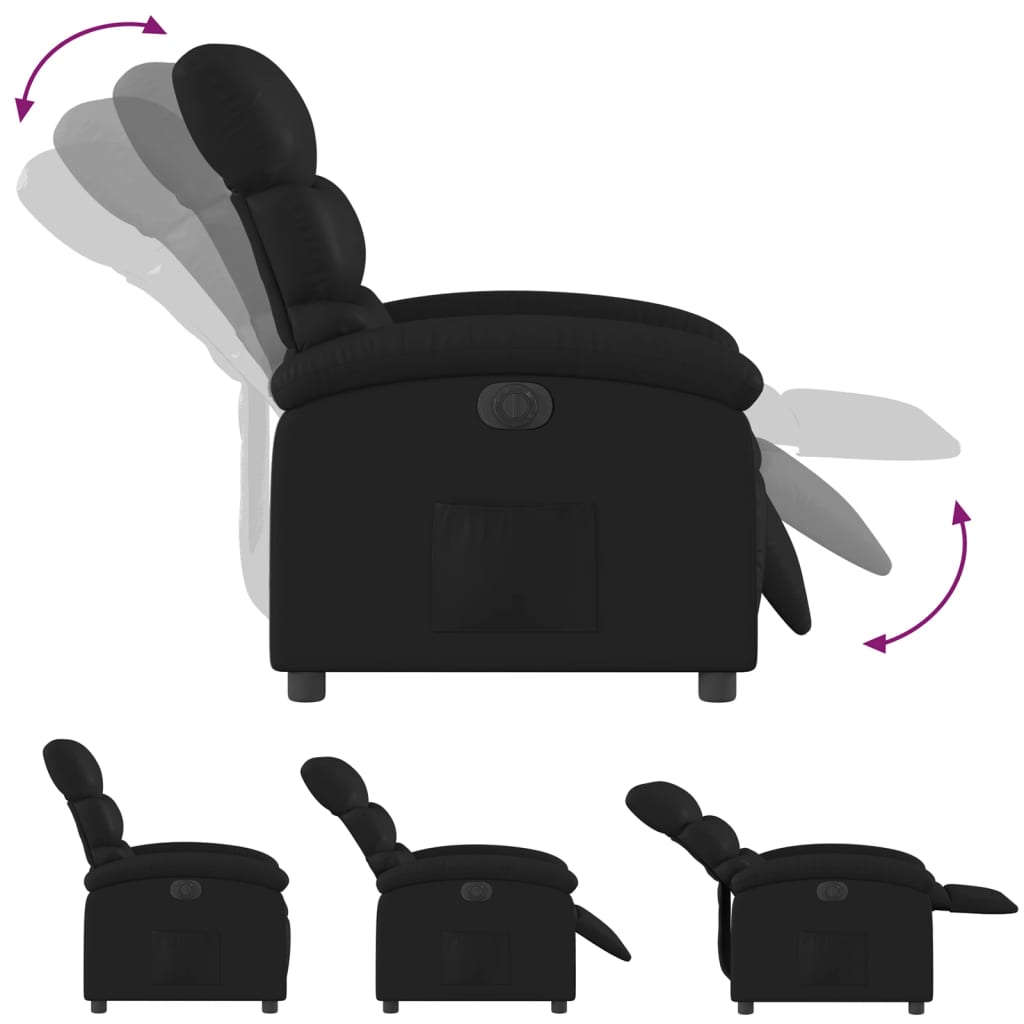 vidaXL Fotoliu rabatabil electric, negru, piele ecologică