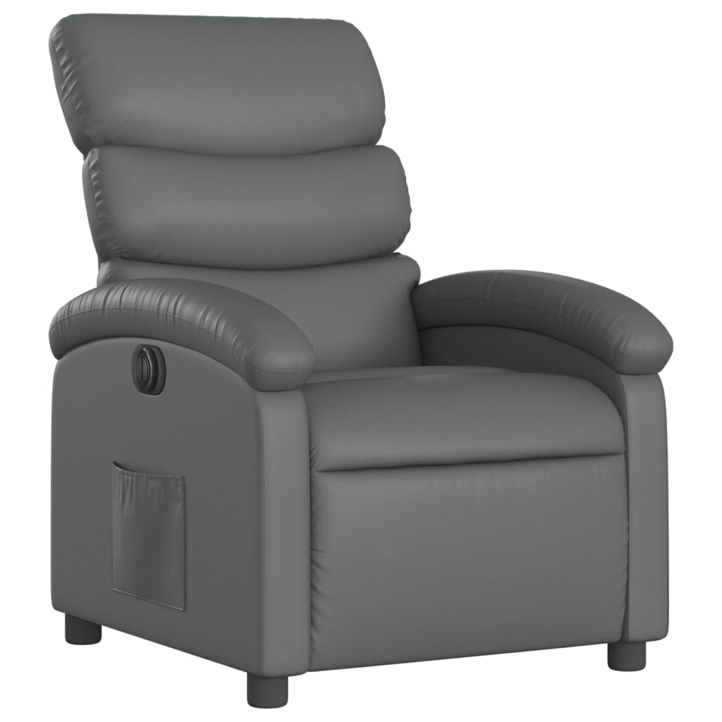 vidaXL Fotoliu rabatabil electric, gri, piele ecologică
