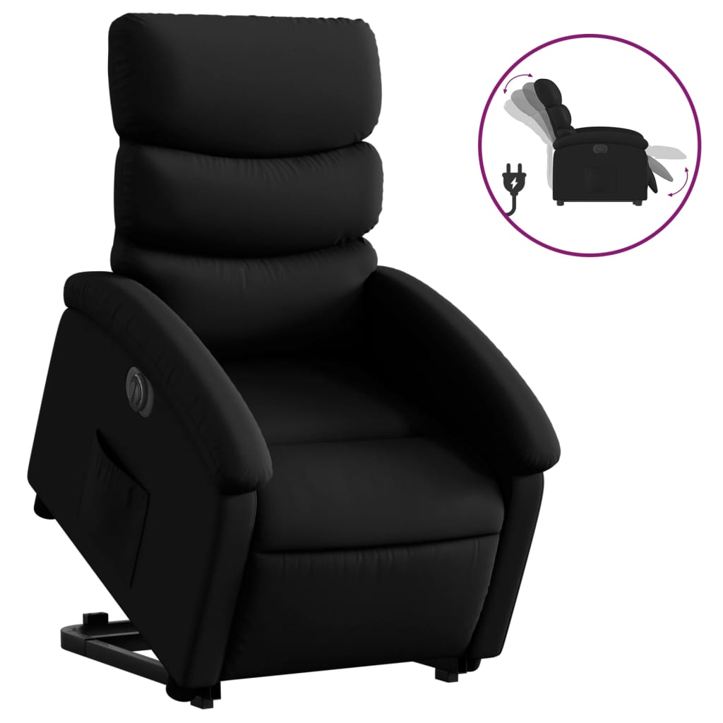 vidaXL Fotoliu rabatabil electric cu ridicare, negru, piele ecologică
