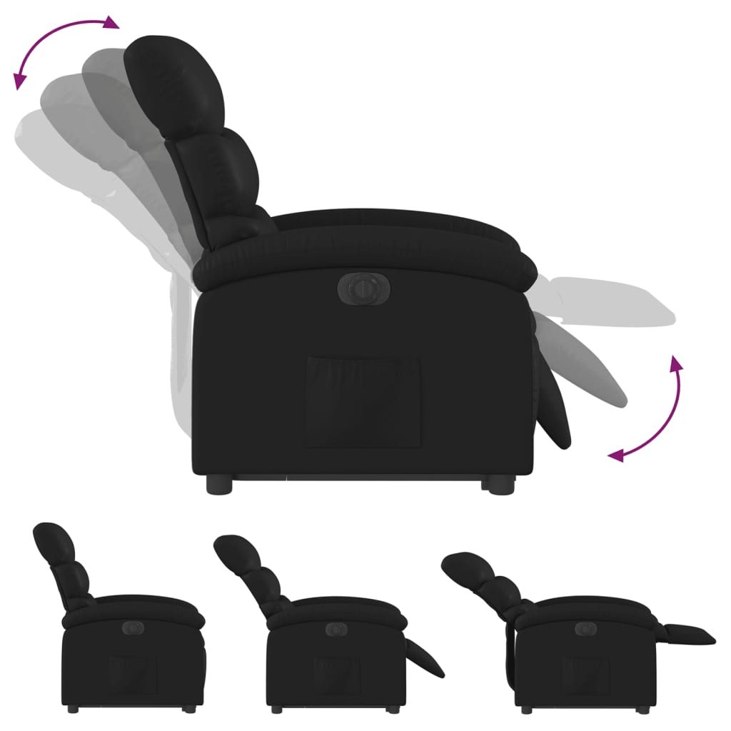 vidaXL Fotoliu rabatabil electric cu ridicare, negru, piele ecologică