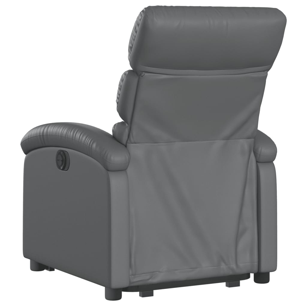 vidaXL Fotoliu rabatabil electric cu ridicare, gri, piele ecologică