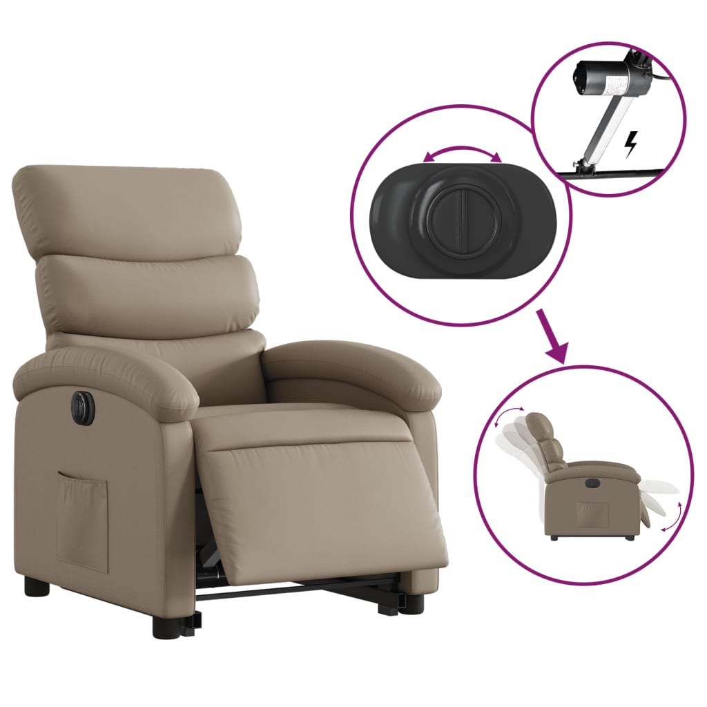 vidaXL Fotoliu rabatabil electric cu ridicare, cappuccino