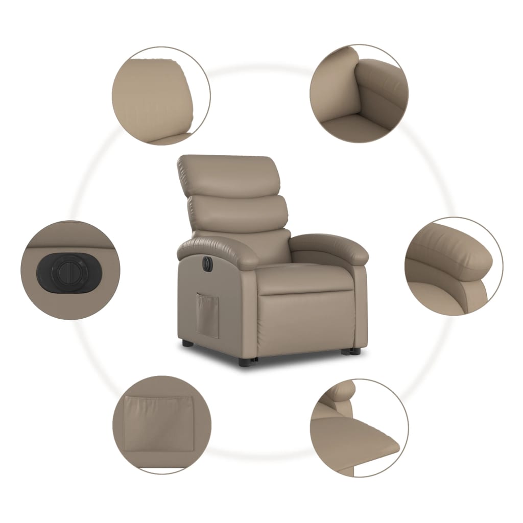 vidaXL Fotoliu rabatabil electric cu ridicare, cappuccino