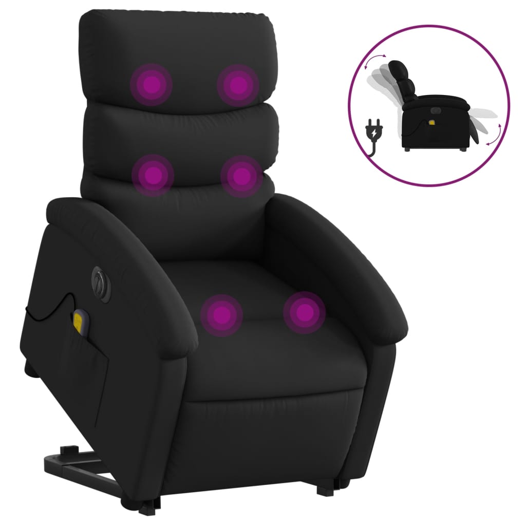 vidaXL Fotoliu electric masaj rabatabil cu ridicare, negru