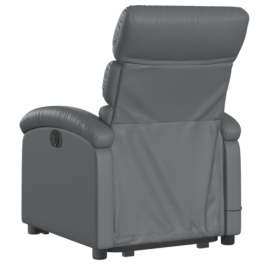 vidaXL Fotoliu masaj rabatabil electric cu ridicare, gri, piele eco