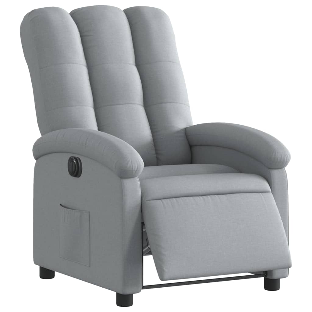 vidaXL Fotoliu rabatabil electric, gri deschis, textil