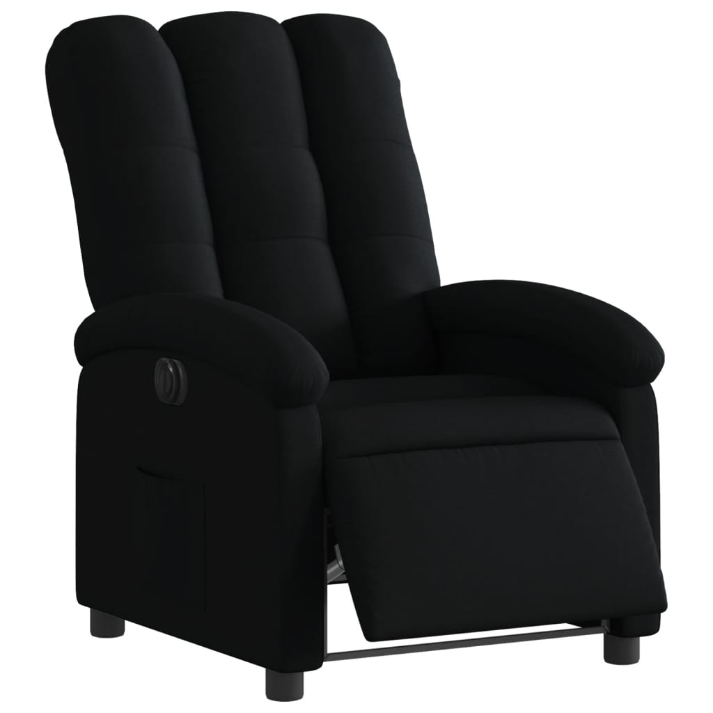 vidaXL Fotoliu rabatabil electric, negru, material textil