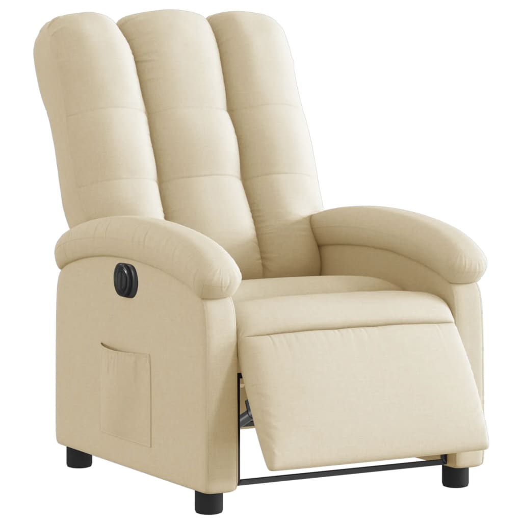 vidaXL Fotoliu rabatabil electric, crem, material textil