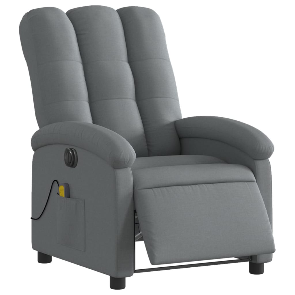 vidaXL Fotoliu electric de masaj rabatabil, gri închis, textil