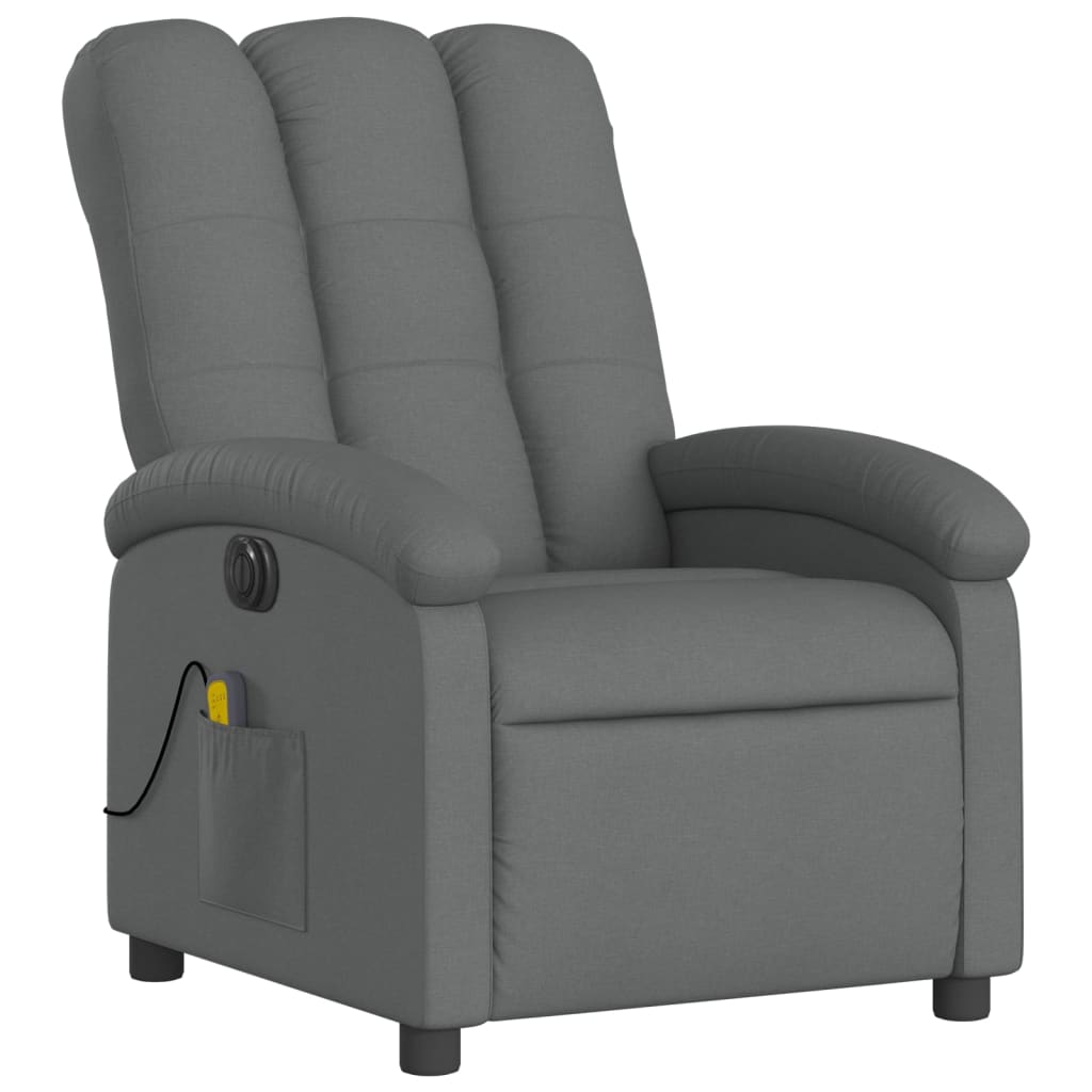 vidaXL Fotoliu electric de masaj rabatabil, gri închis, textil