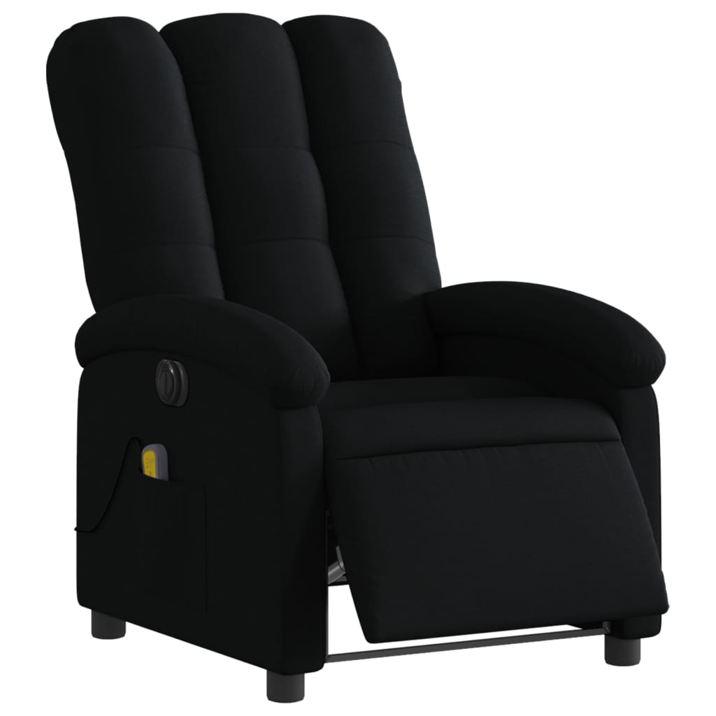 vidaXL Fotoliu electric de masaj rabatabil, negru, textil vidaXL Fotoliu electric de masaj rabatabil, negru, textil