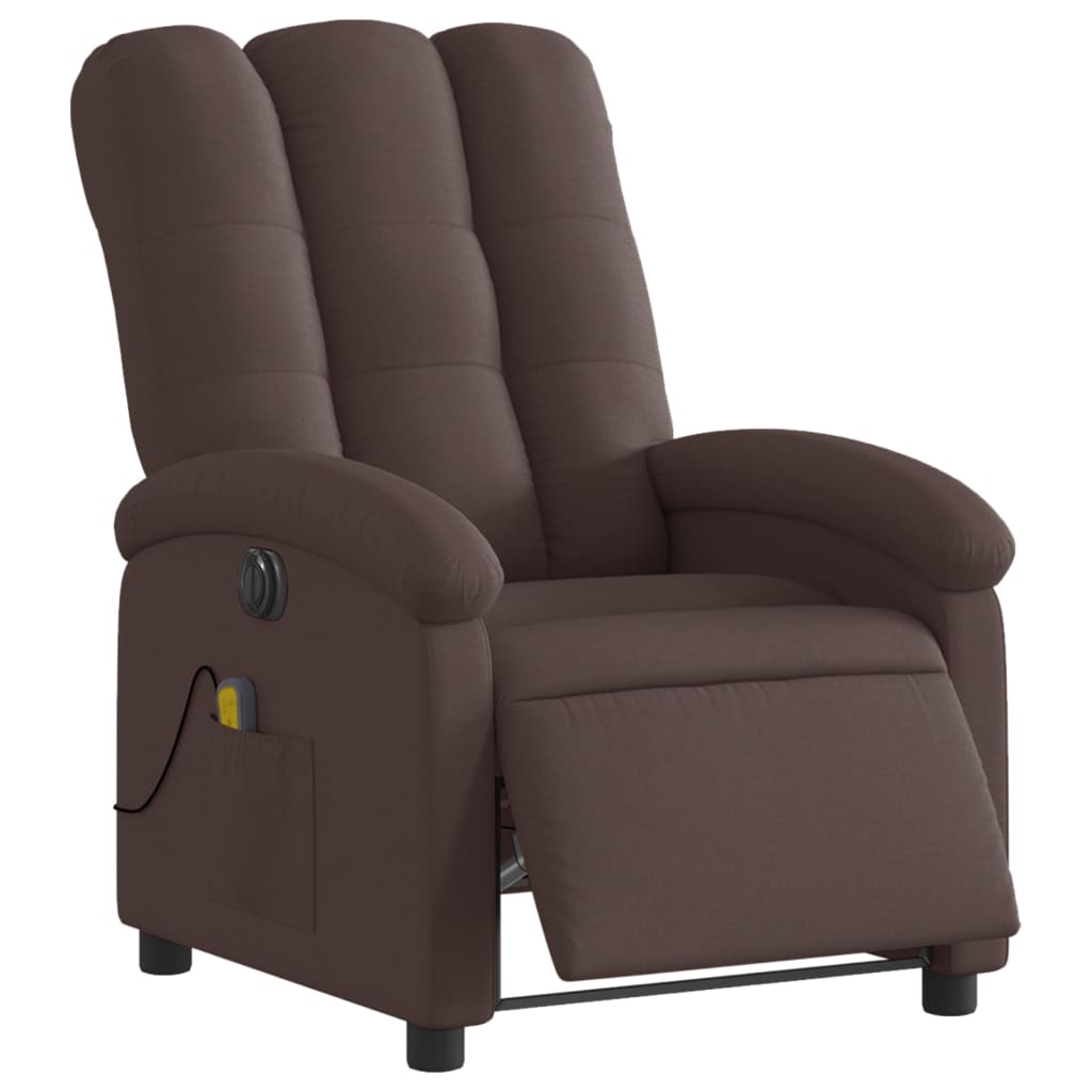 vidaXL Fotoliu electric de masaj rabatabil, maro închis, textil