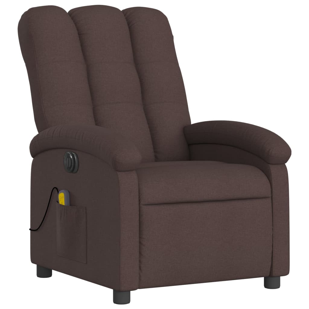 vidaXL Fotoliu electric de masaj rabatabil, maro închis, textil