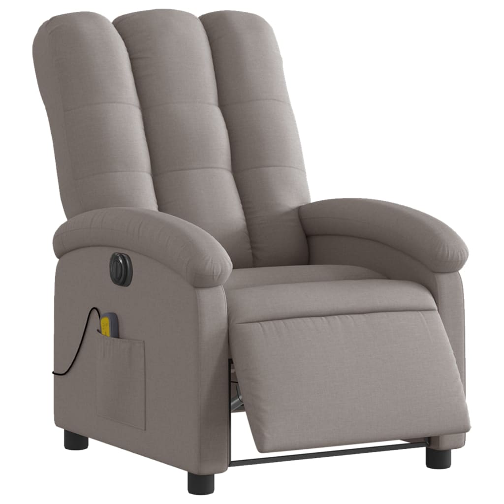 vidaXL Fotoliu electric de masaj rabatabil, gri taupe, textil