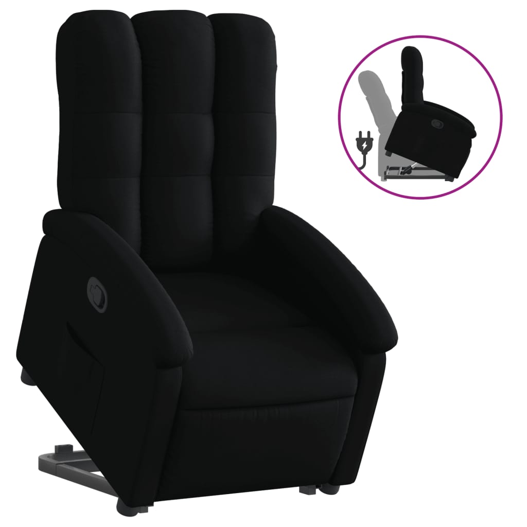 vidaXL Fotoliu rabatabil cu ridicare pe verticală, negru, textil