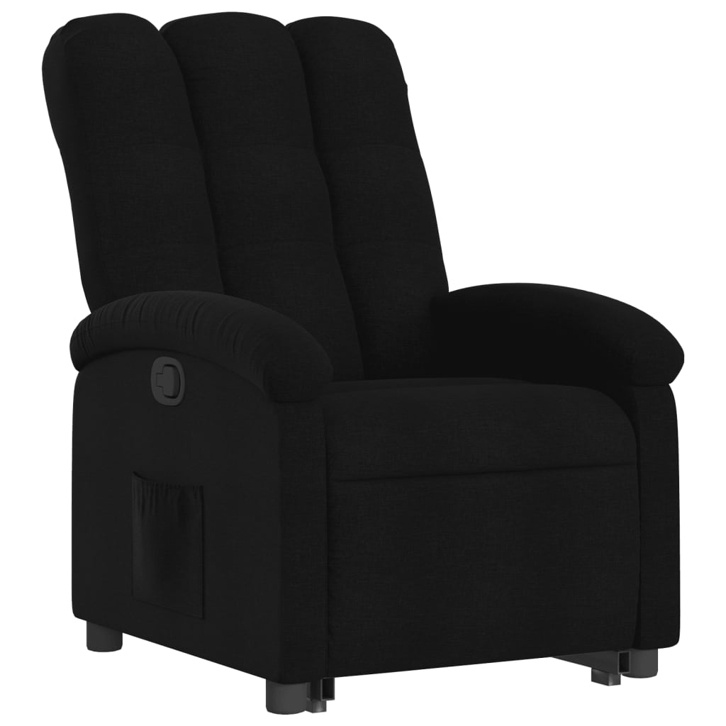vidaXL Fotoliu rabatabil cu ridicare pe verticală, negru, textil