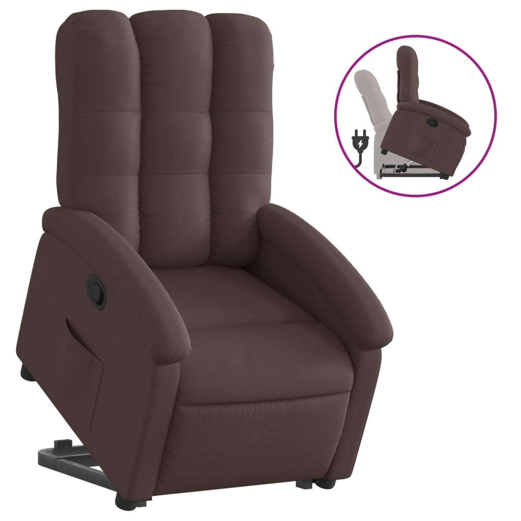 vidaXL Fotoliu rabatabil cu ridicare pe verticală, maro închis, textil