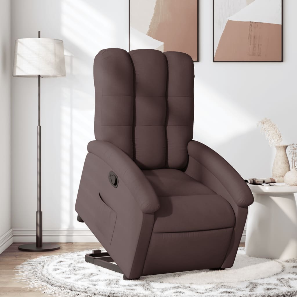 vidaXL Fotoliu rabatabil cu ridicare pe verticală, maro închis, textil