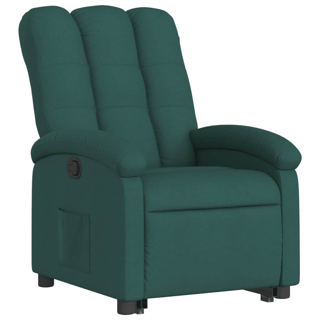 vidaXL Fotoliu rabatabil ridicare pe verticală, verde închis, textil vidaXL Fotoliu rabatabil ridicare pe verticală, verde închis, textil