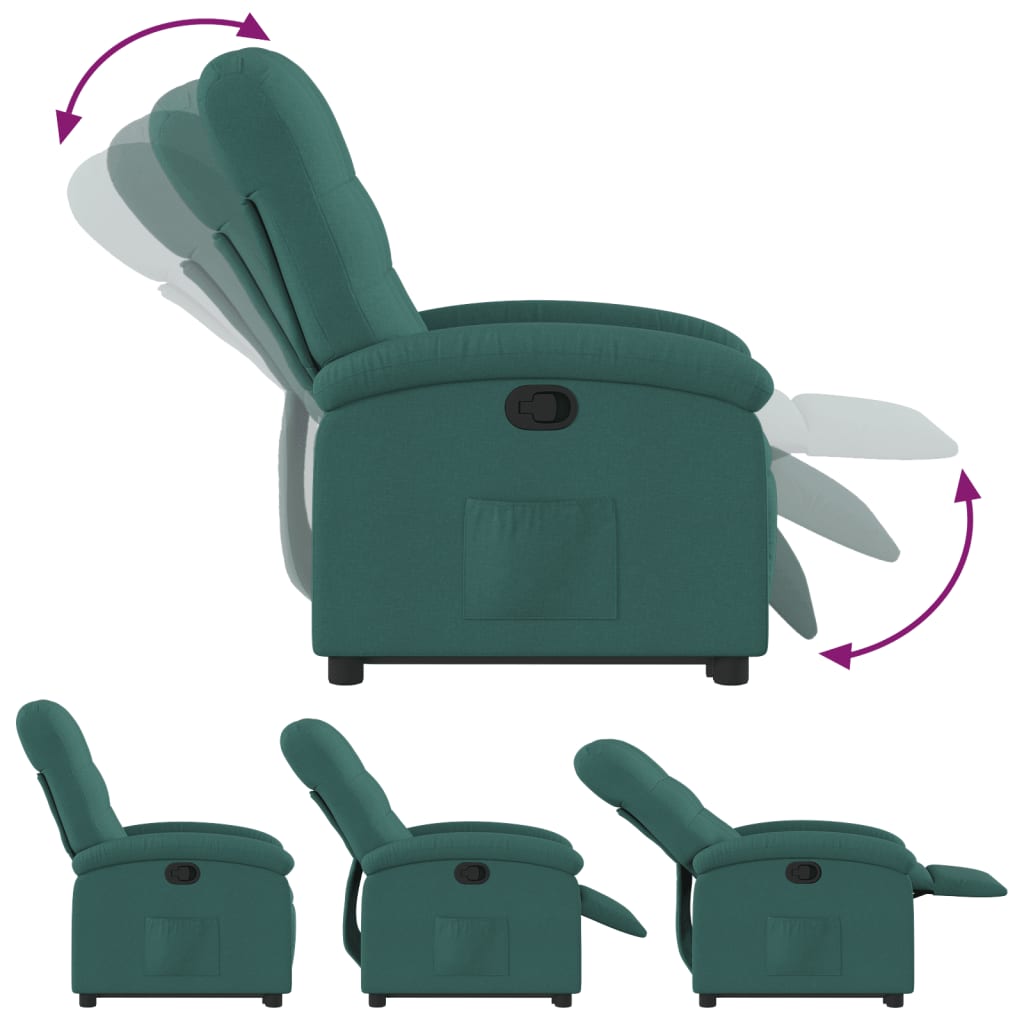 vidaXL Fotoliu rabatabil ridicare pe verticală, verde închis, textil vidaXL Fotoliu rabatabil ridicare pe verticală, verde închis, textil