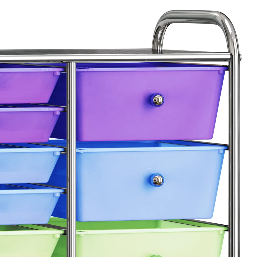 vidaXL Cărucior depozitare mobil cu 15 sertare XXL multicolor plastic vidaXL Cărucior depozitare mobil cu 15 sertare XXL multicolor plastic