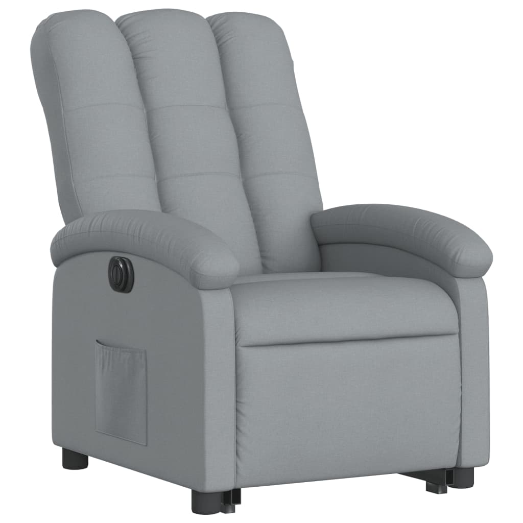 vidaXL Fotoliu electric rabatabil cu ridicare, gri deschis, textil