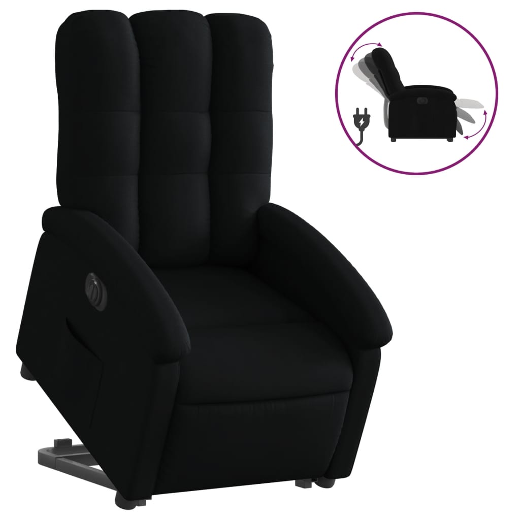 vidaXL Fotoliu electric rabatabil cu ridicare, negru, textil