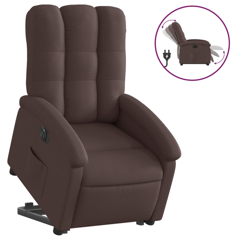 vidaXL Fotoliu electric rabatabil cu ridicare, maro închis, textil