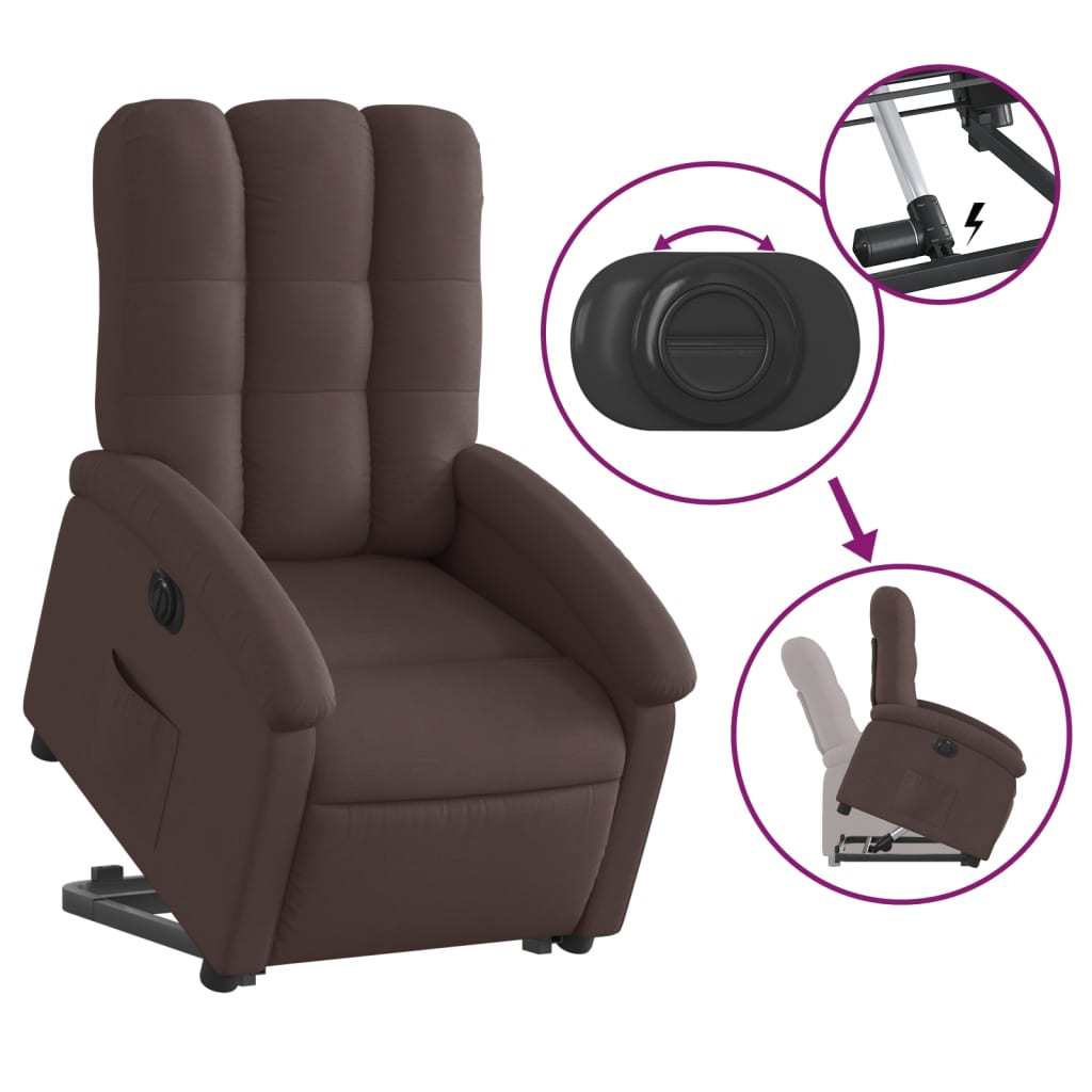 vidaXL Fotoliu electric rabatabil cu ridicare, maro închis, textil