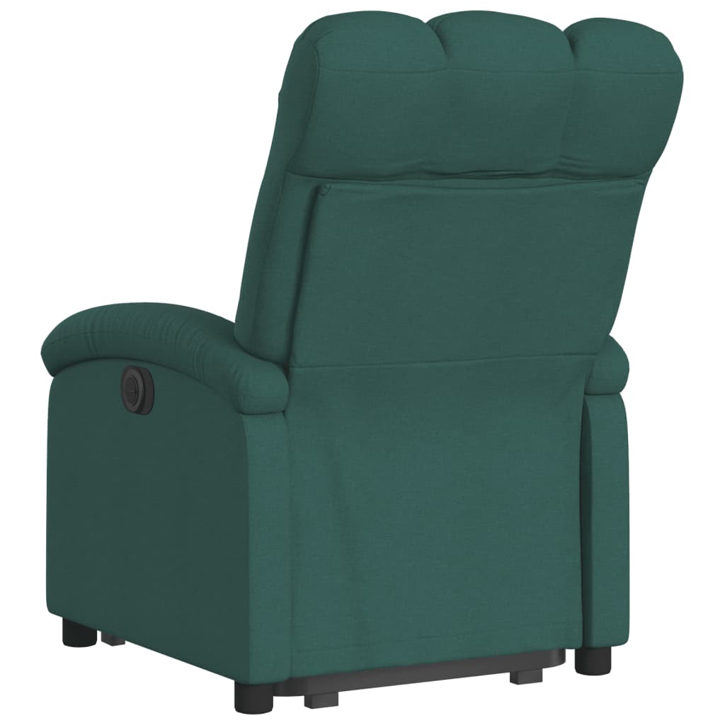 vidaXL Fotoliu electric rabatabil cu ridicare, verde închis, textil