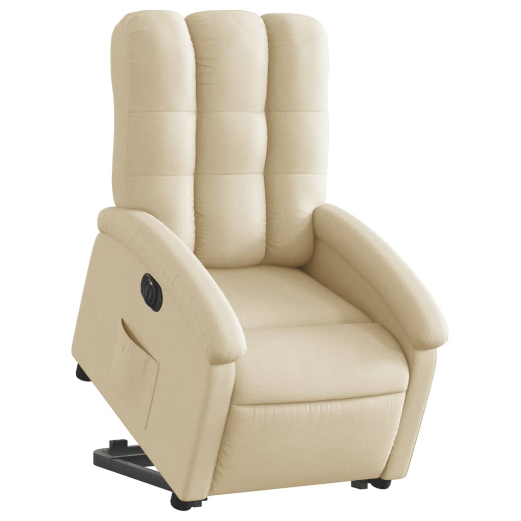 vidaXL Fotoliu electric rabatabil cu ridicare, crem, textil