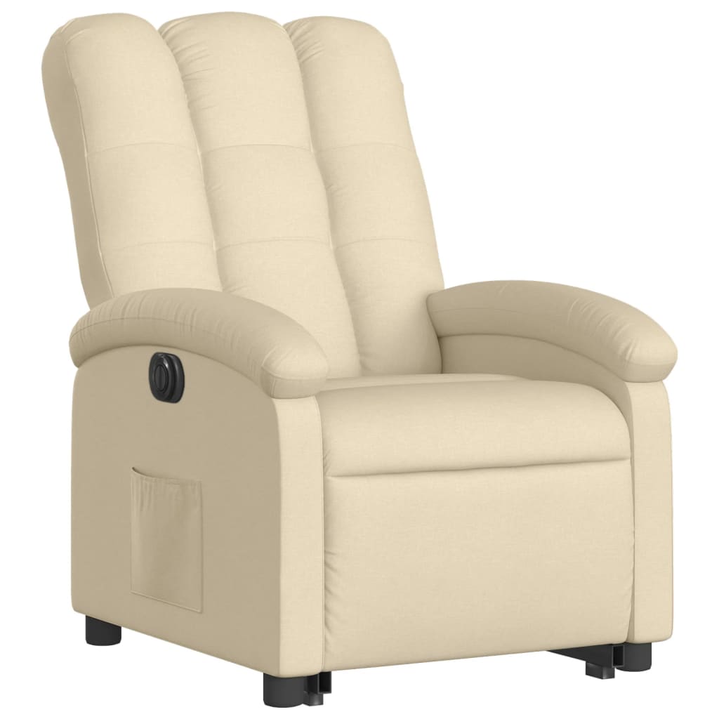 vidaXL Fotoliu electric rabatabil cu ridicare, crem, textil