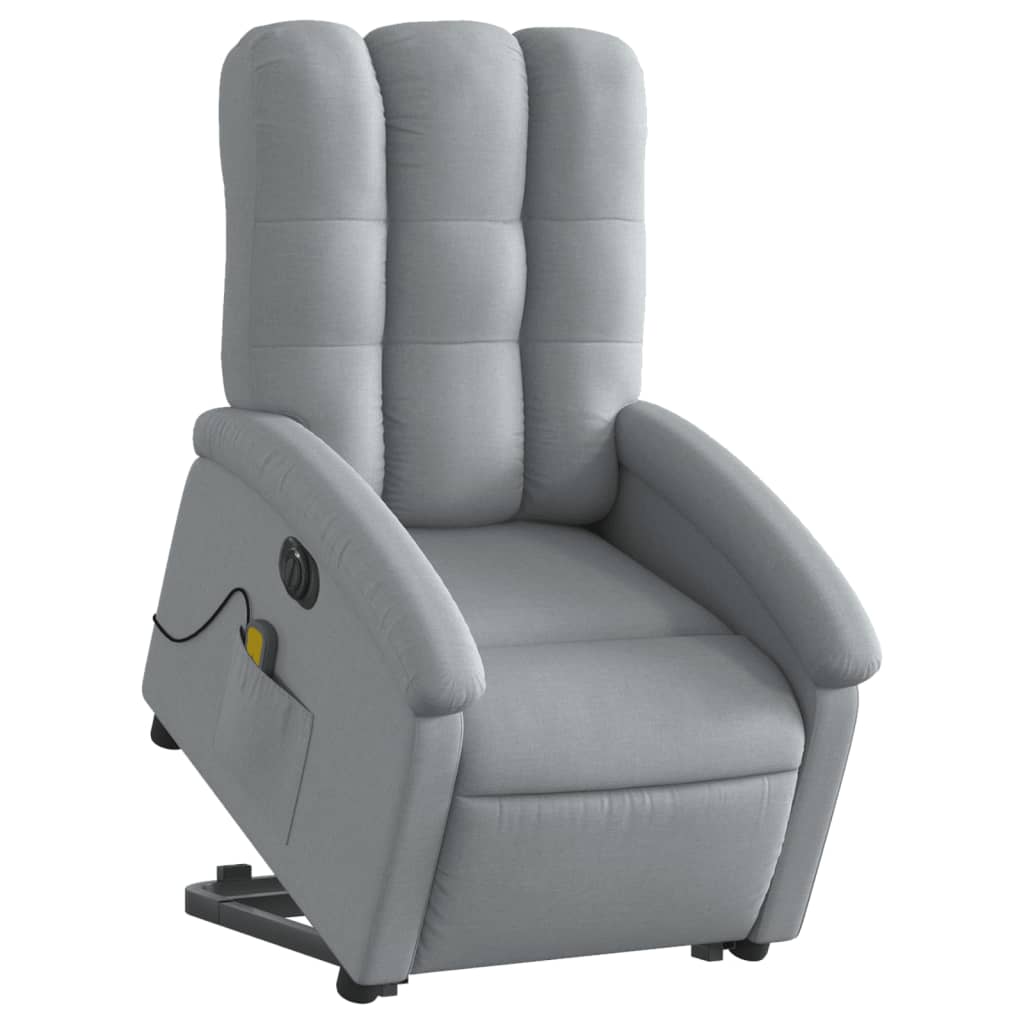 vidaXL Fotoliu electric masaj rabatabil cu ridicare, gri închis textil
