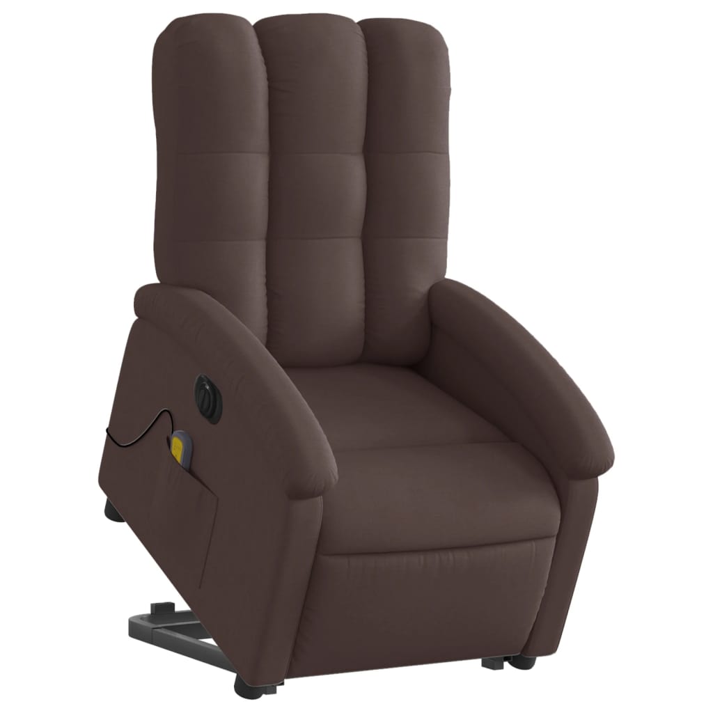 vidaXL Fotoliu electric masaj rabatabil cu ridicare maro închis textil vidaXL Fotoliu electric masaj rabatabil cu ridicare maro închis textil