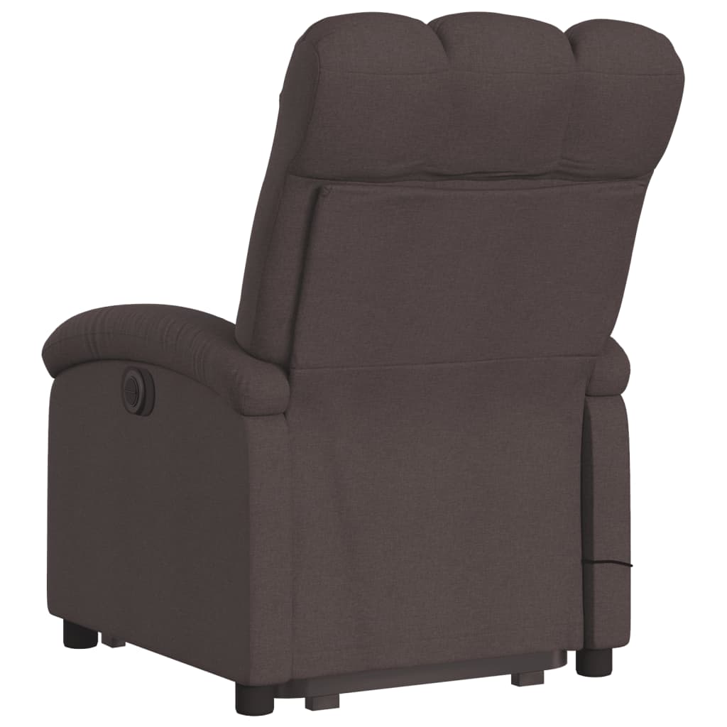 vidaXL Fotoliu electric masaj rabatabil cu ridicare maro închis textil vidaXL Fotoliu electric masaj rabatabil cu ridicare maro închis textil