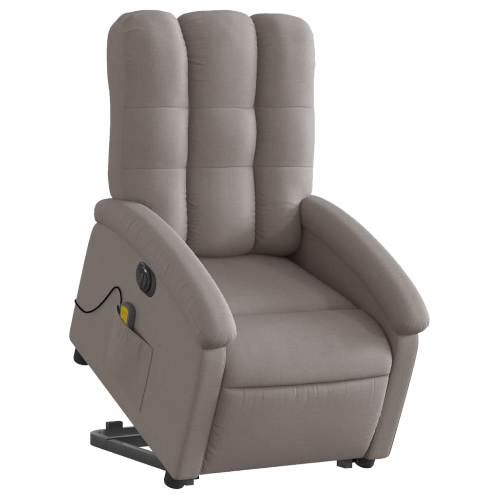 vidaXL Fotoliu electric masaj rabatabil cu ridicare, gri taupe, textil