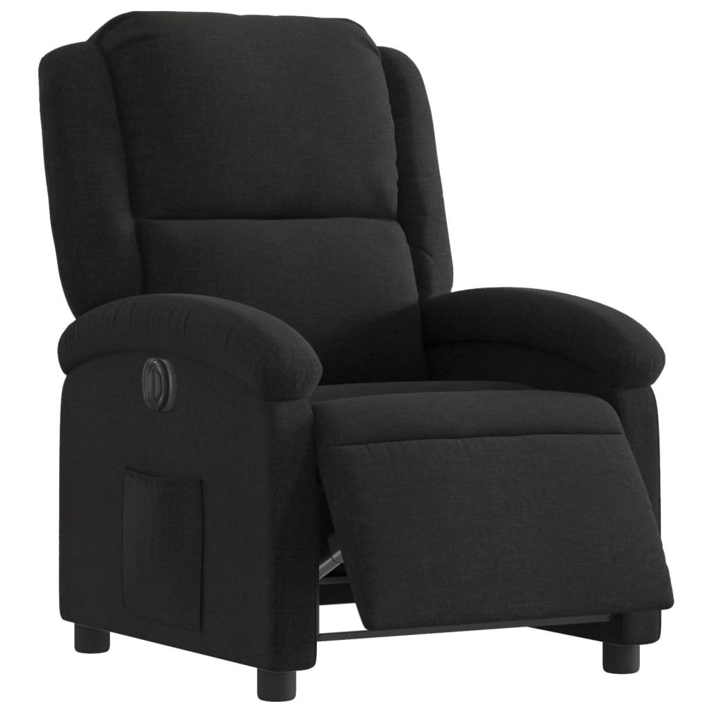 vidaXL Fotoliu rabatabil electric, negru, material textil